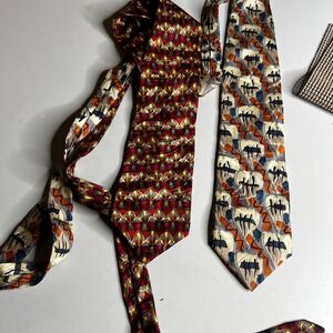 Lot of 2 J. Garcia Silk Ties Duck Worm Alarm Collection Fourteen Red Tan Tie